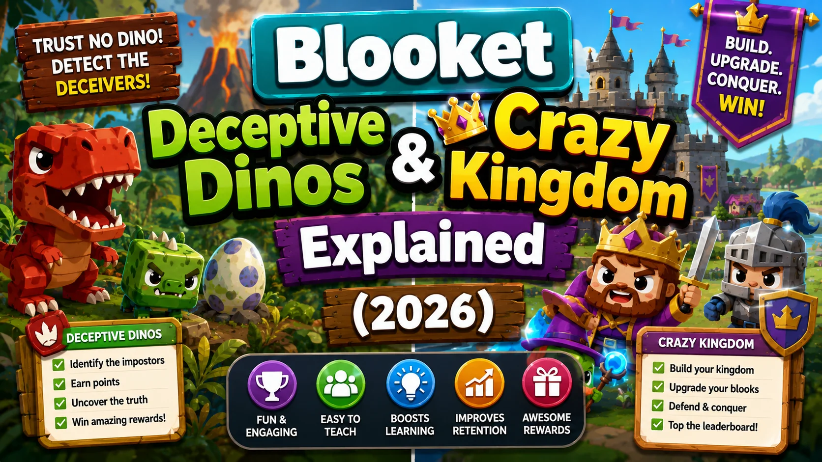 Blooket Deceptive Dinos & Crazy Kingdom Explained