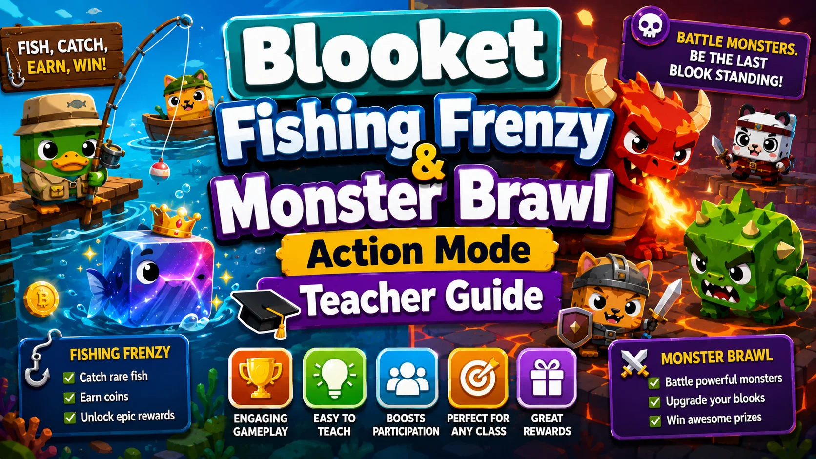 Blooket Fishing Frenzy & Monster Brawl Explained