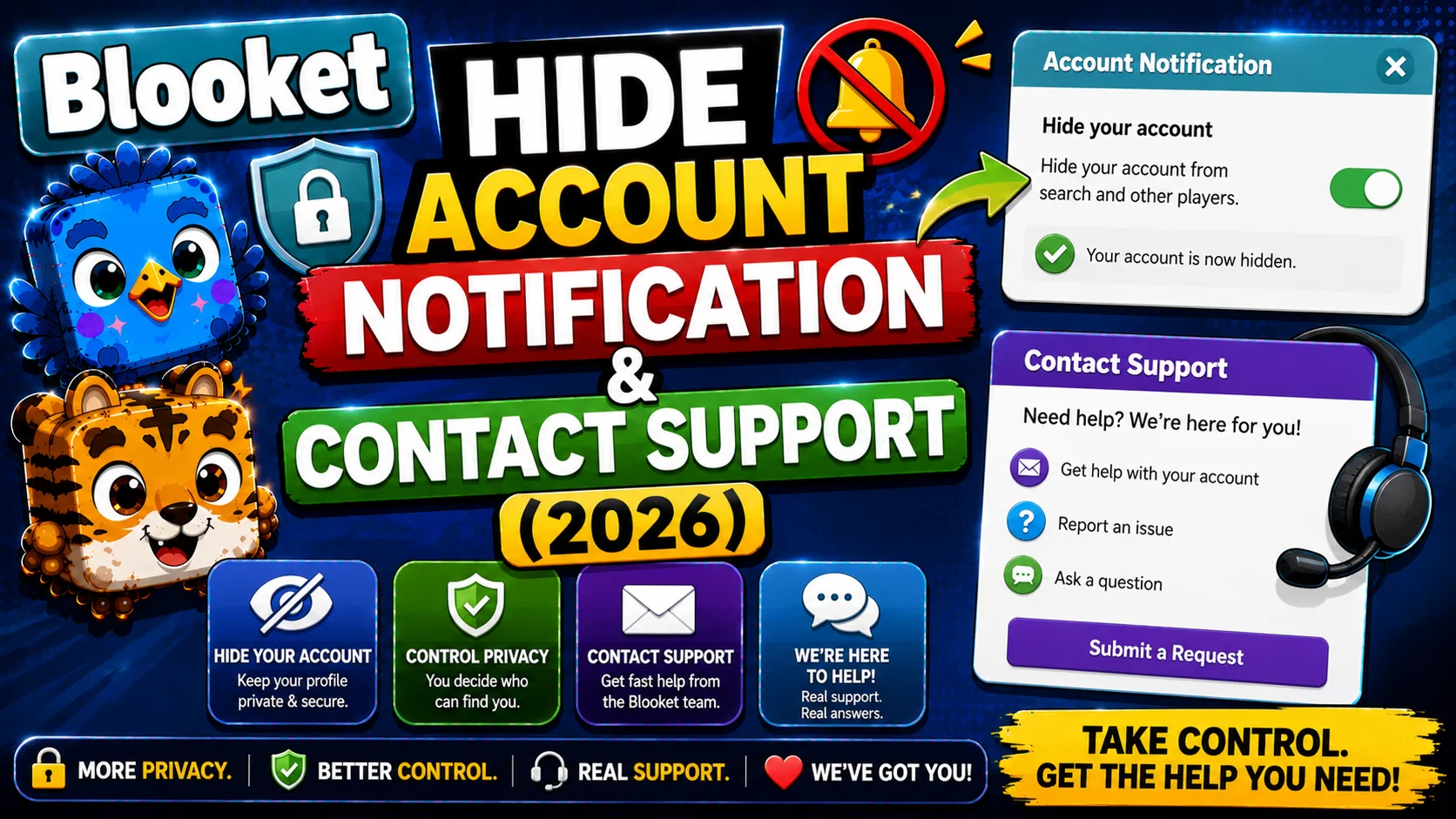 Blooket Hide Account Notifications & Contact Support