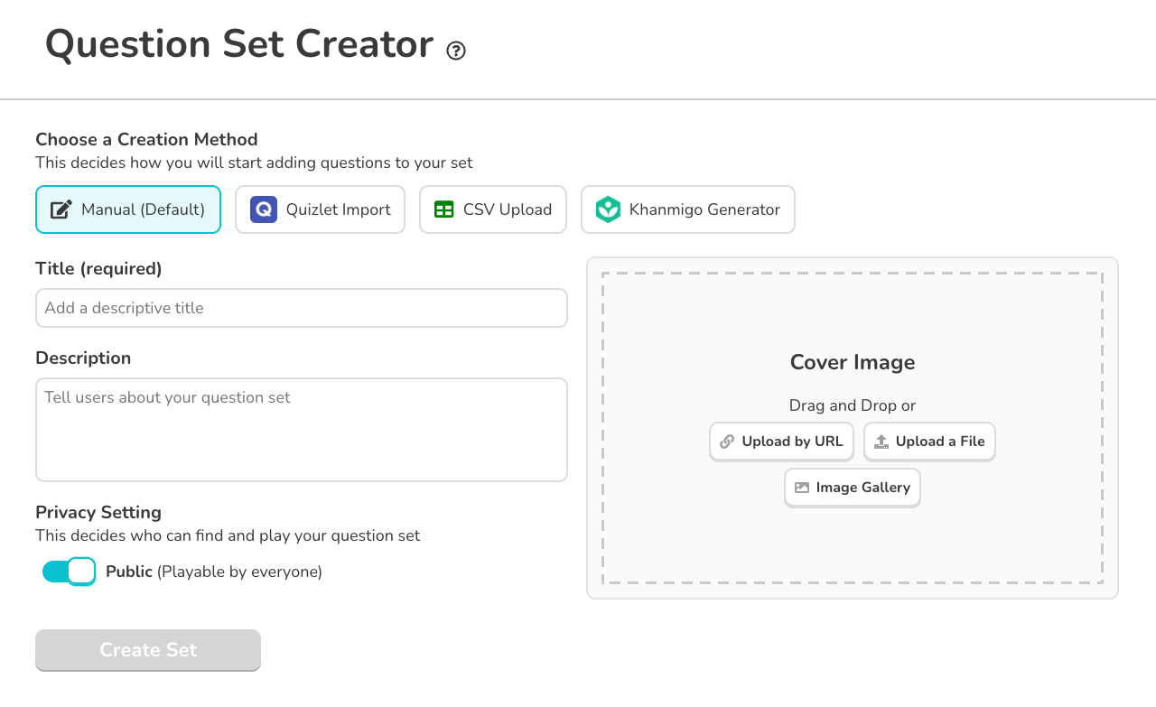 Question Set Creator Page