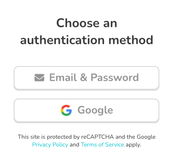 Sign Up with Google or Email