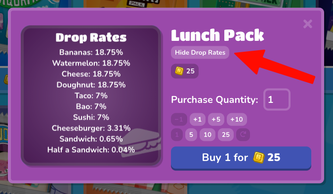 Drop Rates button