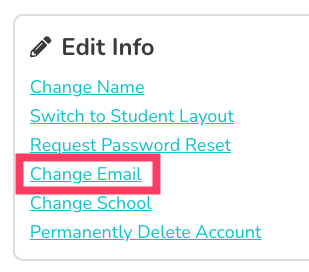 Select the Change Email option