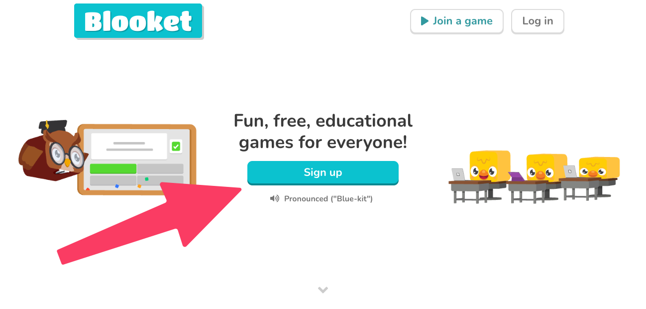 Signup for Blooket